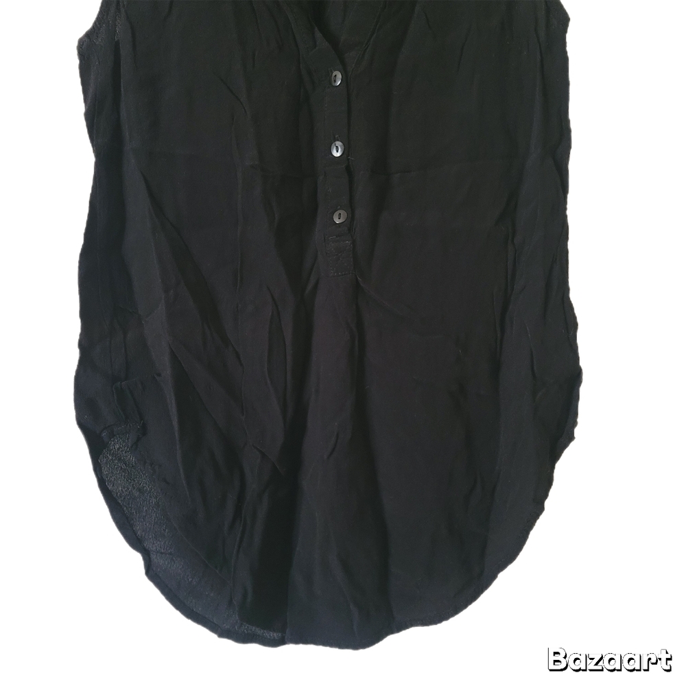 Pixley Top Womens S Small Black V-Neck Blouse - Picture 4 of 7